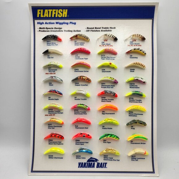 Yakima Bait Flatfish Lure Sample Display Board 820527 - Picture 1 of 3